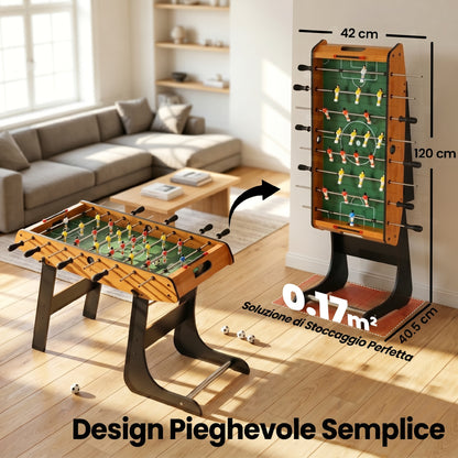 Mini Calcio Balilla Pieghevole, 22 Giocatori, 2 Palline, 2 Segnapunti Manuali e Maniglie Antiscivolo, Set da Gioco Freestanding per Famiglia
