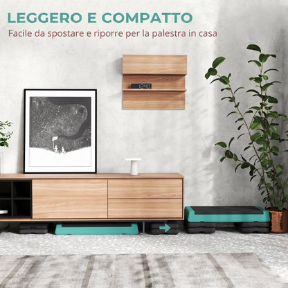 Stepper Fitness Regolabile a 10.5/15.5/20.5 cm con Superficie Antiscivolo e Capacità 250 kg, Verde
