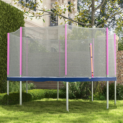 Rete di Protezione per Trampolini a 8 Pali con Ingresso con Cerniera, in PE, 366x180 cm, Nero e Rosa