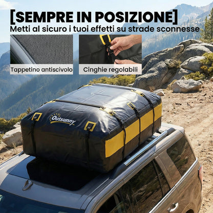 Portabagagli da Tetto 595 Litri Impermeabile, Borsa per Auto, Giallo