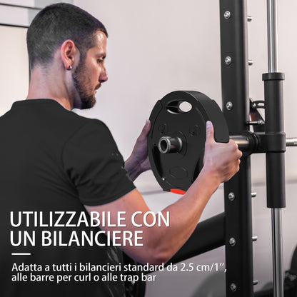 Kit Pesi con 2 Dischi da 10 kg e 2 Dischi da 5 kg in Polipropilene e Sabbia, 34x6 cm e 27x4.5 cm, Nero
