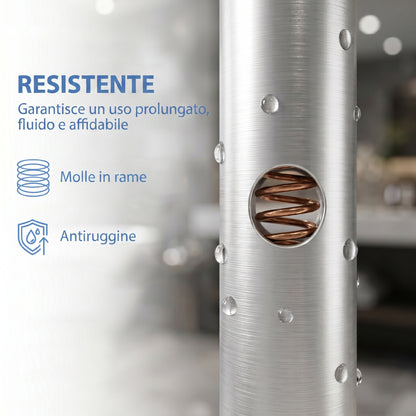Sgabello per Doccia in Alluminio con Mensola Integrato, Altezza Regolabile 5 Livelli, Portata 150kg, Grigio