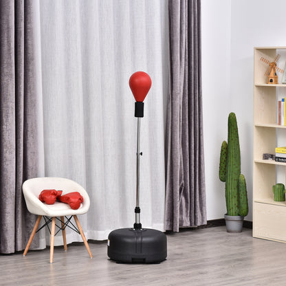 Punching Ball ad Altezza Regolabile con Guanti Boxe, in Acciaio, Finta Pelle e PE, 48x136-154 cm, Nero e Rosso