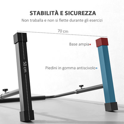 Set 2 Barre per Dip Regolabile su 4 Altezze con Maniglie Antiscivolo in Acciaio, 70x50x80-105 cm, Nero