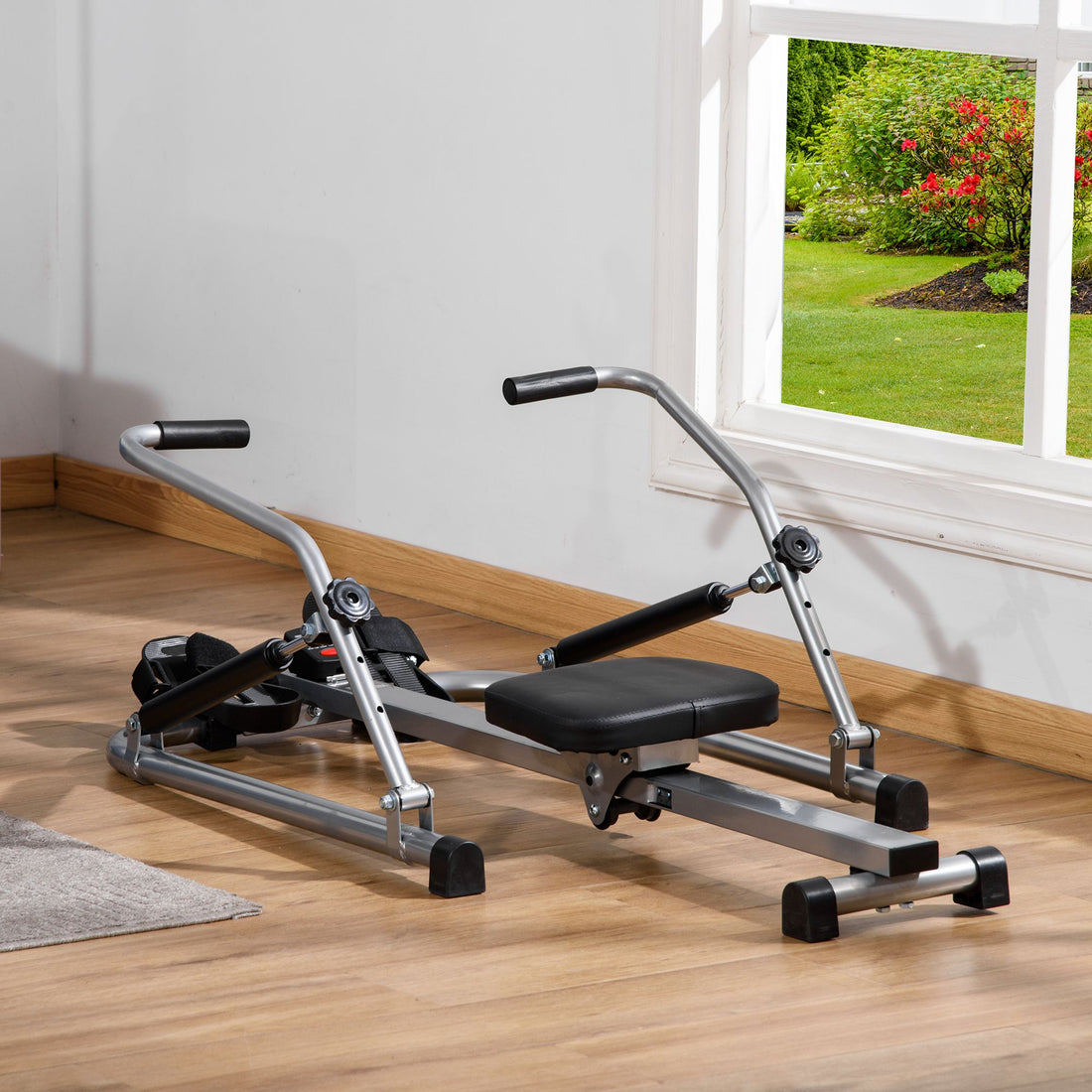 Vogatore Pieghevole, 4 Livelli di Resistenza e Display, Acciaio e ABS, 129x70x70 cm