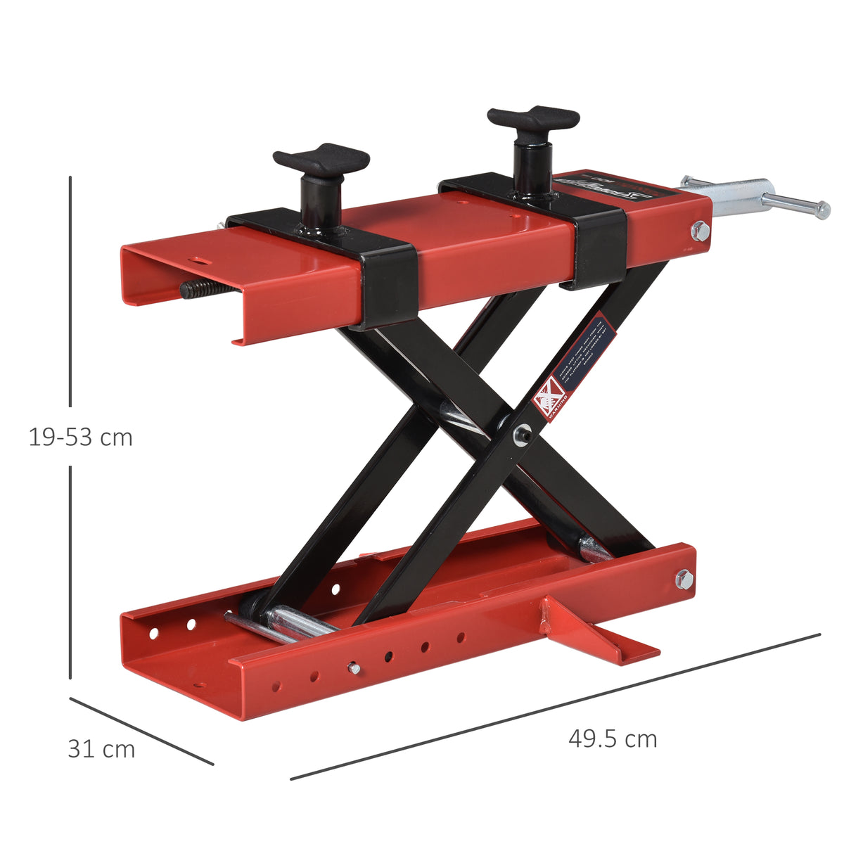 Cavalletto Alzamoto a Forbice, Sollevatore Moto, Cavalletto Moto Centrale Regolabile Fino 500kg in Metallo Rosso