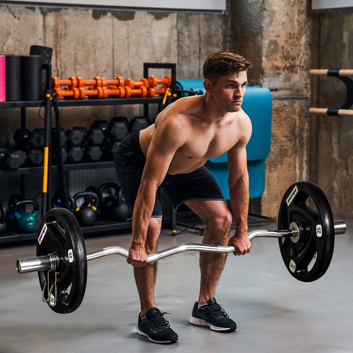 Set di 2 Dischi Pesi da 20kg in Acciaio con Rivestimento in Gomma per Bilanciere