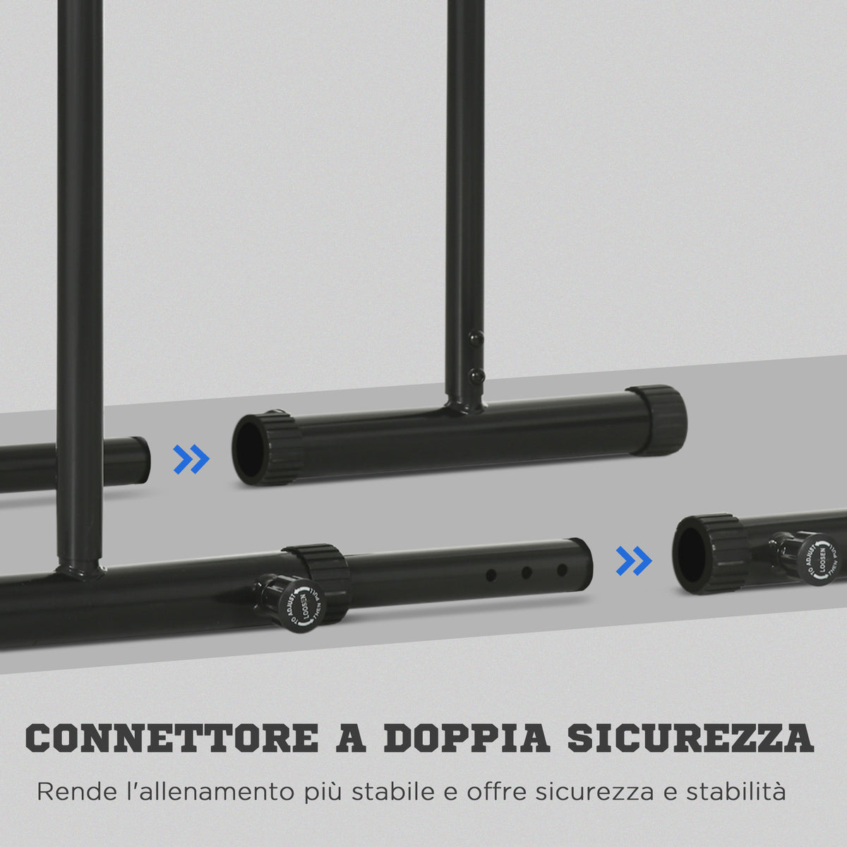 Barra per Dip in Acciaio ad Altezza Regolabile con 6 Lunghezze Regolabili, 90-102x65x80-90 cm, Nera