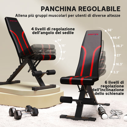 Panca Palestra Pieghevole, Panca Addominali Multifunzione Inclinabile con Schienale Regolabile a 6 Livelli Nero