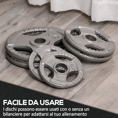 Set di 6 Dischi Pesi per Bilanciere e Manubri 2.5-35KG, Dischi palestra in Acciaio con Foro 50 cm, Ideali per Bilancieri Olimpionici, Argento