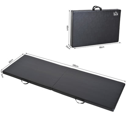 Tappetino da Ginnastica Pieghevole, Materassino Fitness Spesso 5 cm e Antiscivolo, 180x60x5 cm, Nero