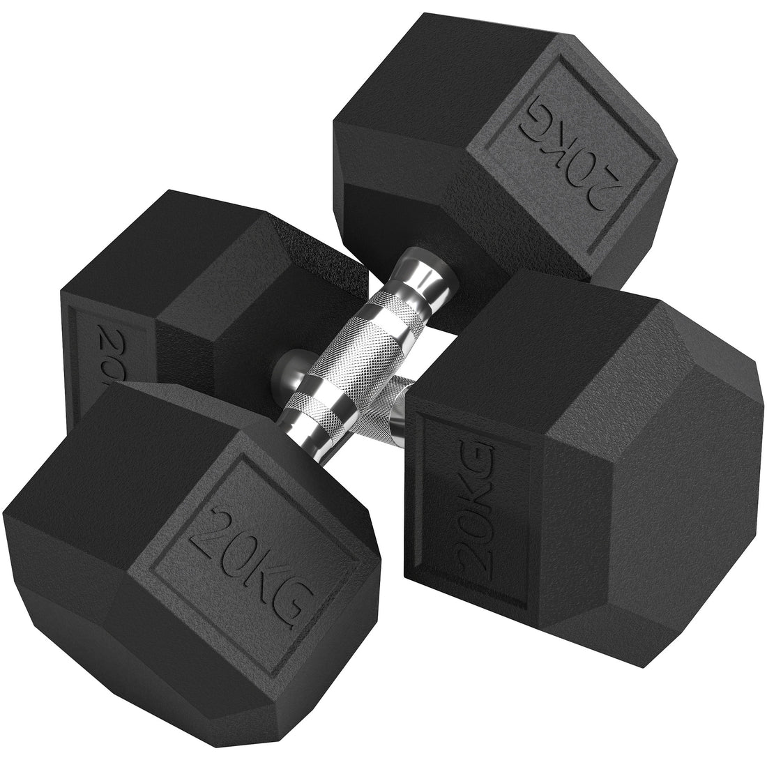 Set di Manubri da 2x20 kg con Impugnatura Antiscivolo, in Metallo, per Allenamento Fitness Casa e Palestra, Nero