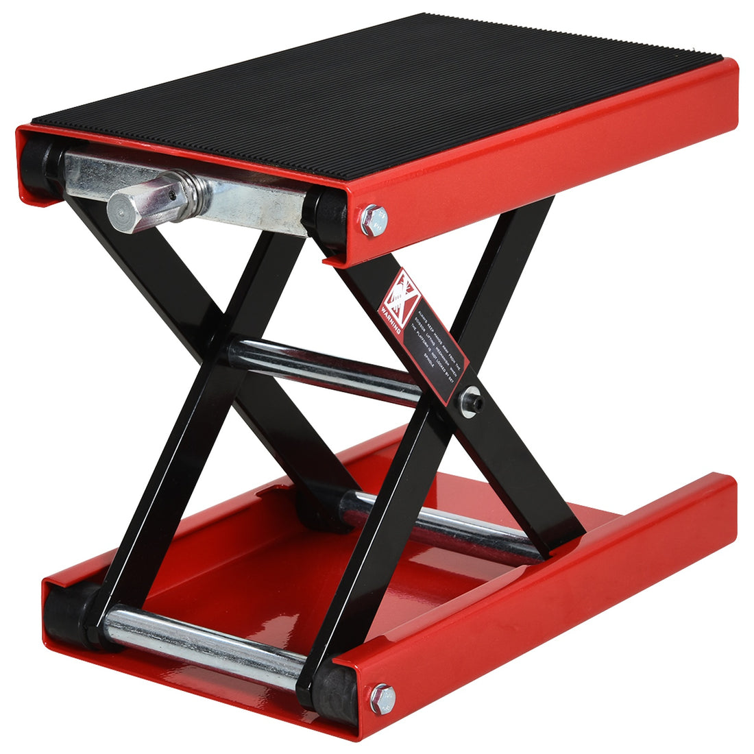Cavalletto Alzamoto, Sollevatore per Moto in Acciaio Rosso e Nero, Pieghevole e Antiscivolo 41.5 x 23.5 x 10-37cm