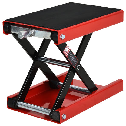 Cavalletto Alzamoto, Sollevatore per Moto in Acciaio Rosso e Nero, Pieghevole e Antiscivolo 41.5 x 23.5 x 10-37cm