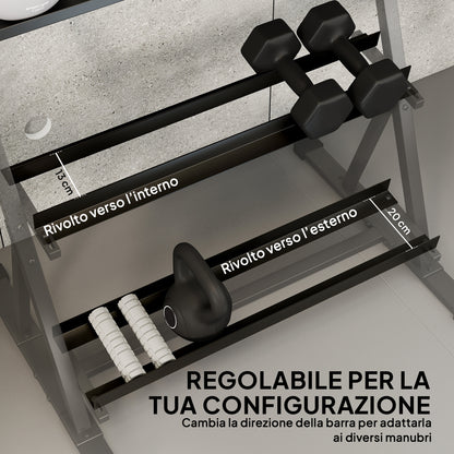 Porta Pesi a 3 Livelli in Acciaio, Capacità 200 Kg, 88x66x88 cm, Nero