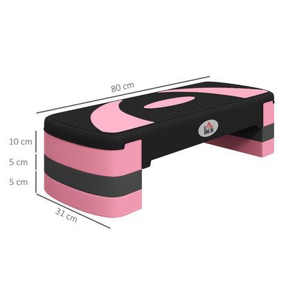Step Fitness da Aerobica Regolabile su 3 Altezze, in Plastica, 80x31x10/15/20 cm, Rosa