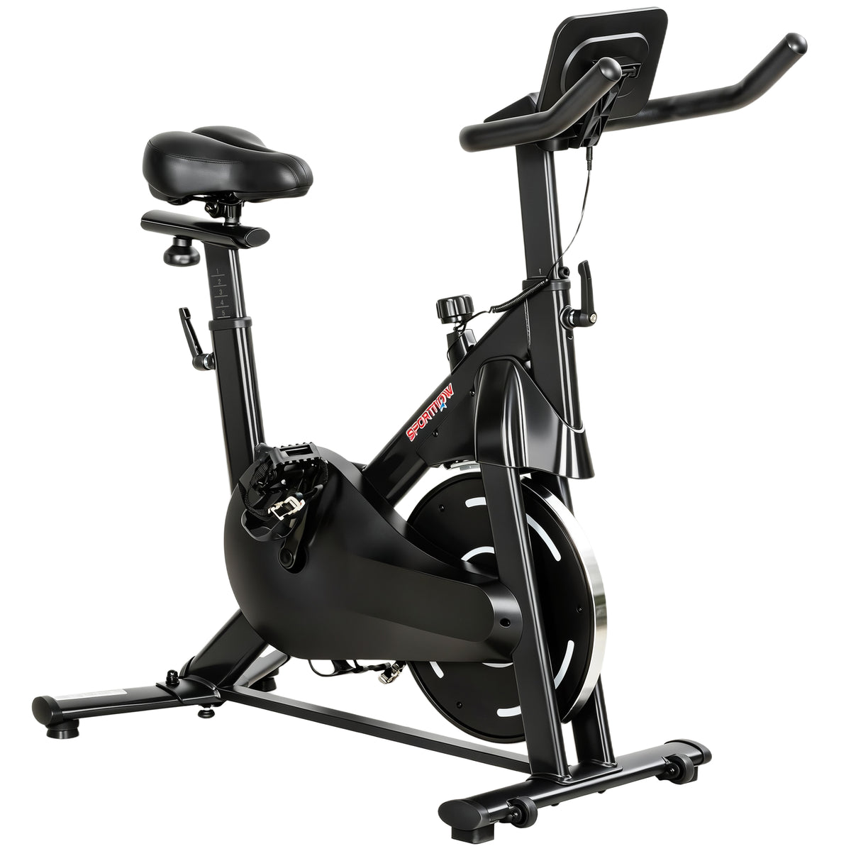 Cyclette Magnetica Regolabile con Display LCD e Supporto per Tablet, in Acciaio e ABS, 103x49x98-112 cm, Nero
