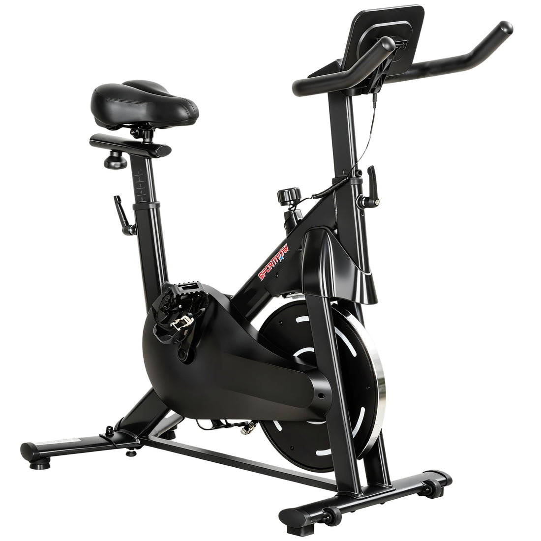 Cyclette Magnetica Regolabile con Display LCD e Supporto per Tablet, in Acciaio e ABS, 103x49x98-112 cm, Nero